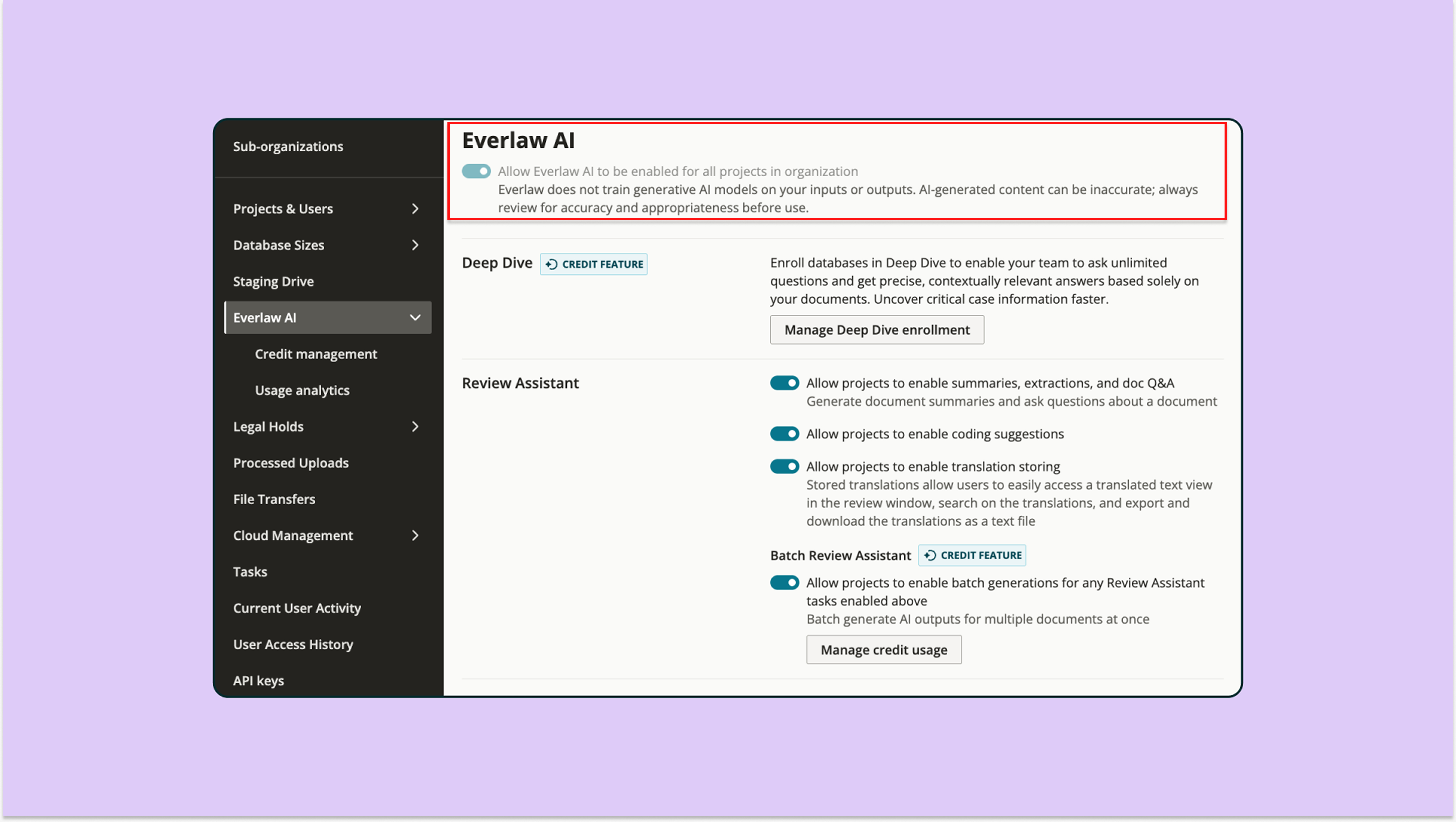 Workflow Media: Enabling Everlaw AI at the Org level