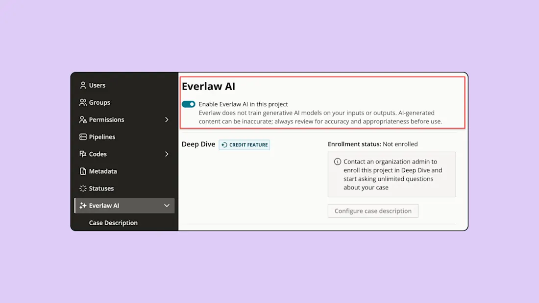 Everlaw Feature | AI Assistant