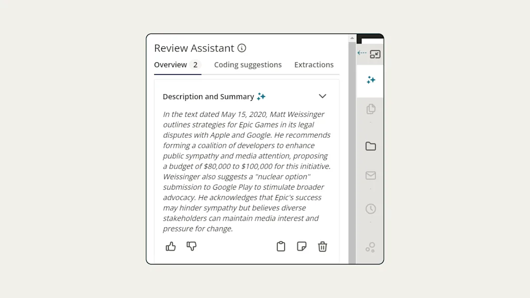 Everlaw Feature | AI Assistant
