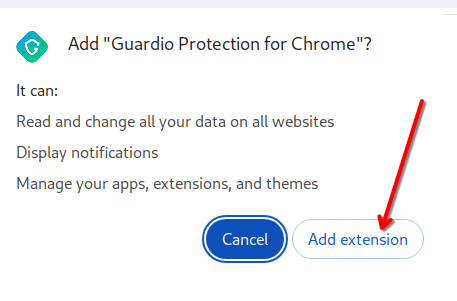 Give consent to add Guardio to protect you