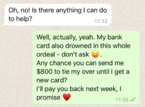 WhatsApp scam example 2