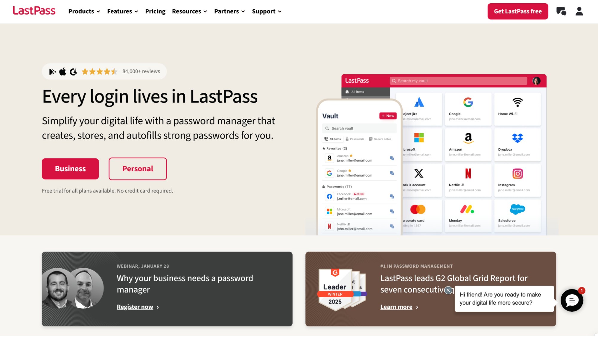 LastPass Chrome extension homepage