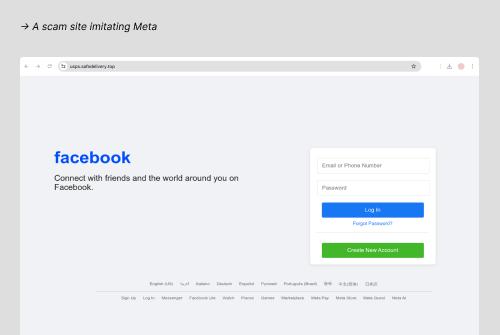 Meta scam fake website