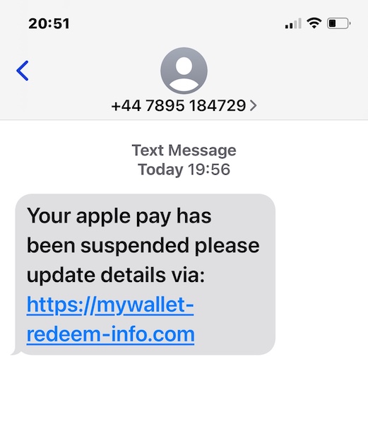 Apple Pay Scam Text