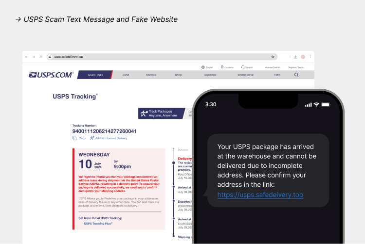 SPS scam Txt messageand fake website