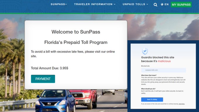 Fake toll payment site