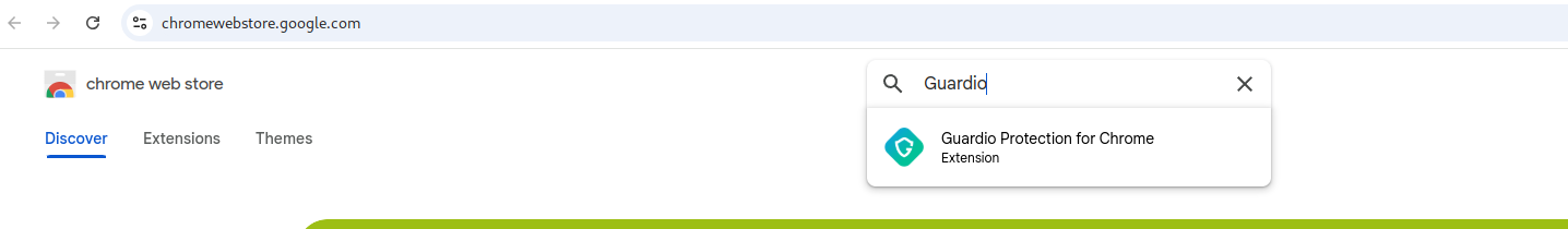 Search Guardio extension on Chrome webstore