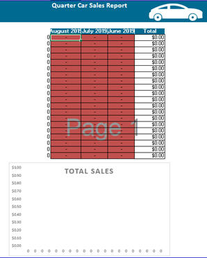 Excel workbook front sheet