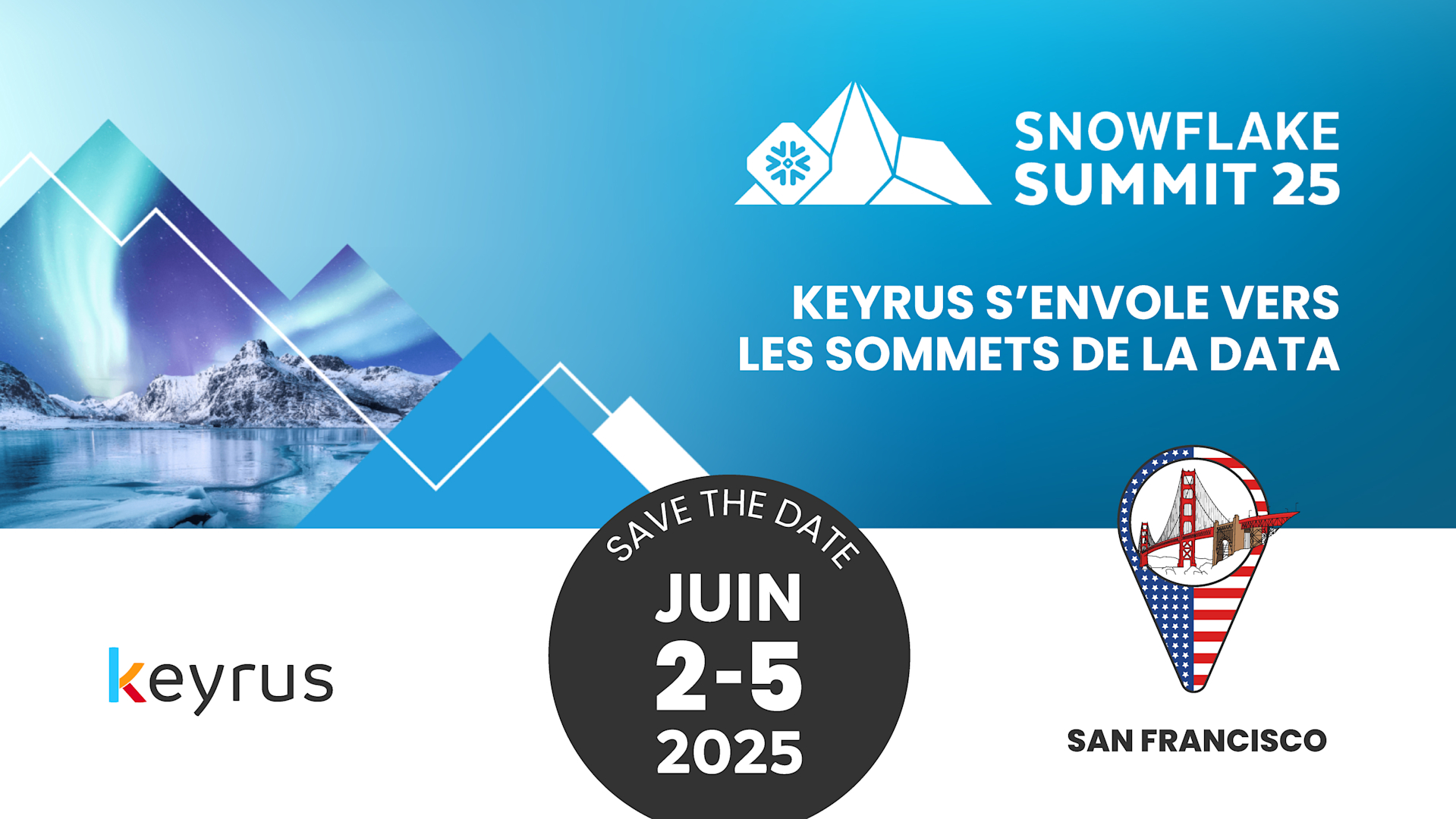 Snowflake Summit Background Keyrus au Snowflake Summit 2025 à San Francisco | Data Cloud