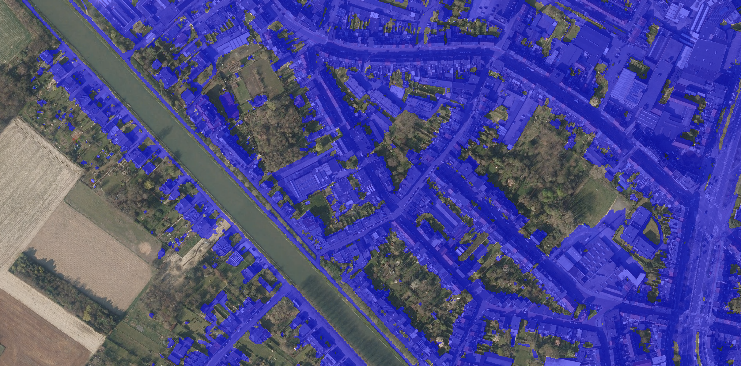 Visualisation of the Soil Cover Map 2020 near the city of Mechelen.