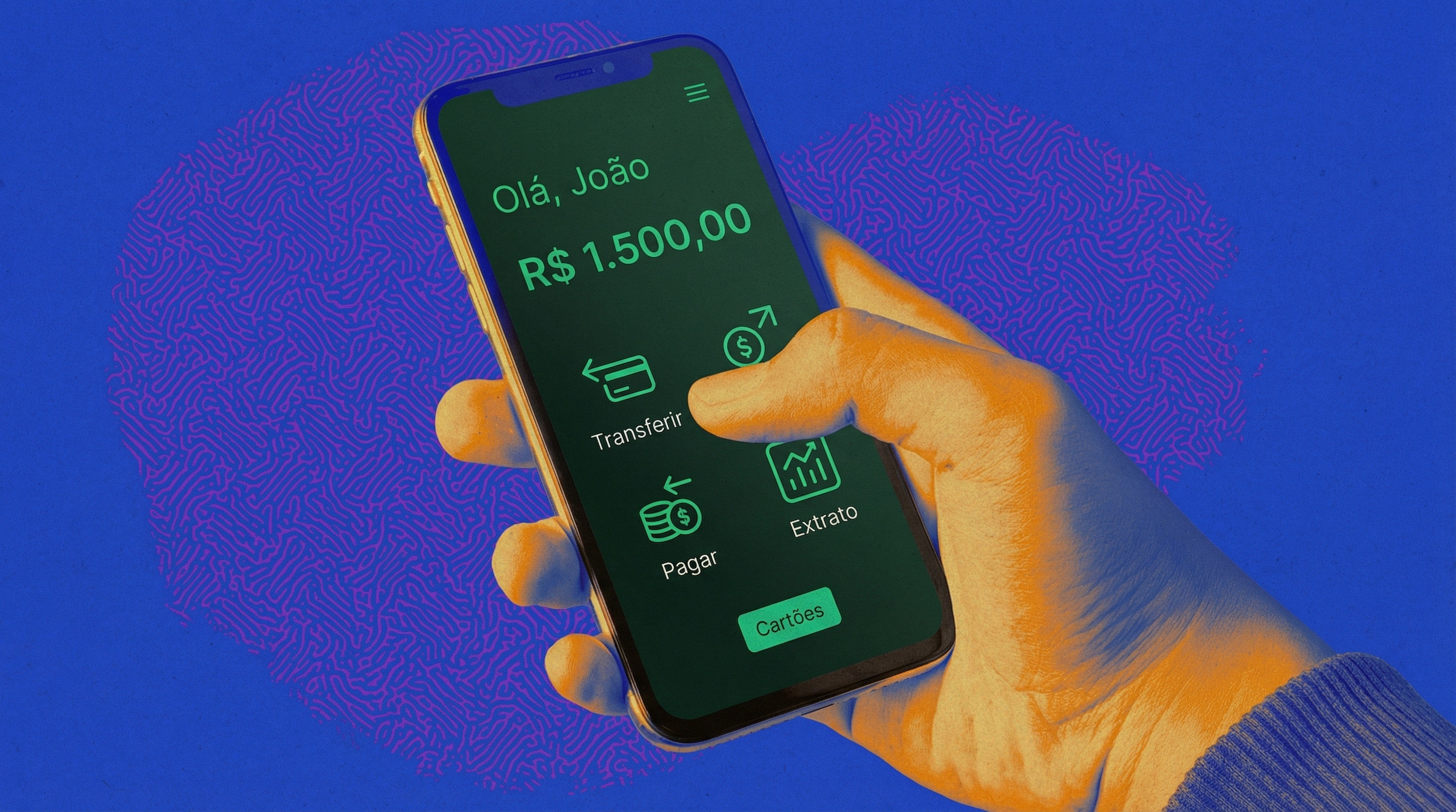 tela de celular de aplicativo de banco