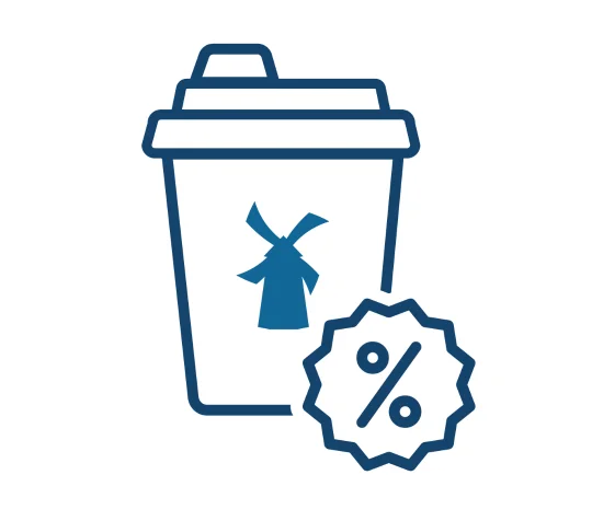 coffee cup with discount percent symbol
