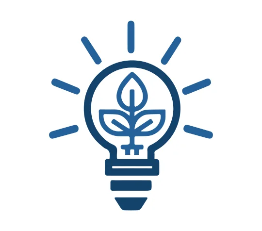 light bulb with growing roots icon