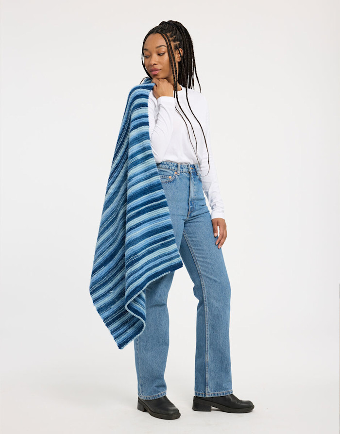 Moonlight Blanket Ocean Blue Stripe