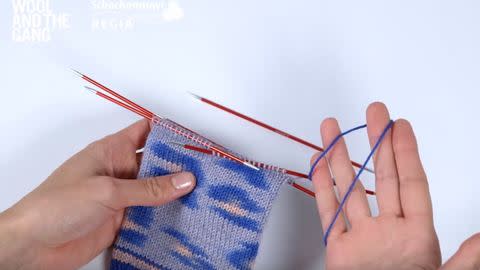 How to knit placeholder stitches for the heel of a sock - Step 1