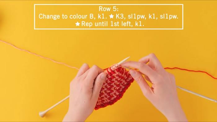 how to knit mosaic slip stitch - step 7