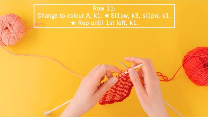 how to knit mosaic slip stitch - step 13