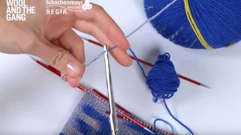 How to knit placeholder stitches for the heel of a sock - Step 2
