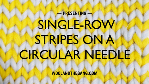 How to knit single row stripes - step 1