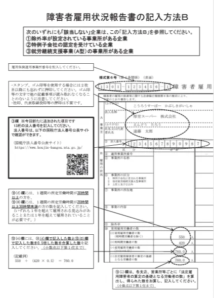 障害者雇用状況報告書の記入方法B