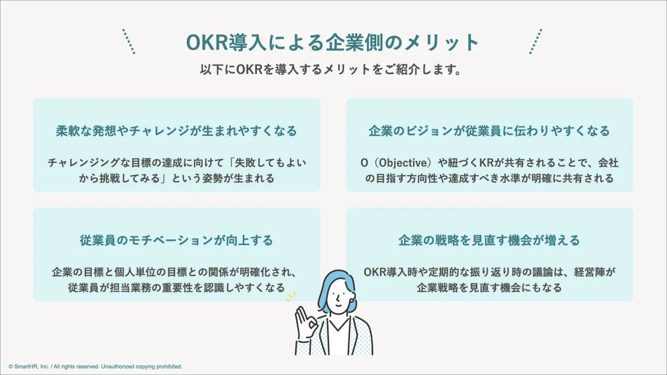 OKR導入によるメリットをまとめた図