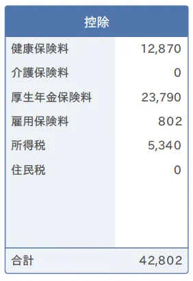 給与明細の「控除」欄