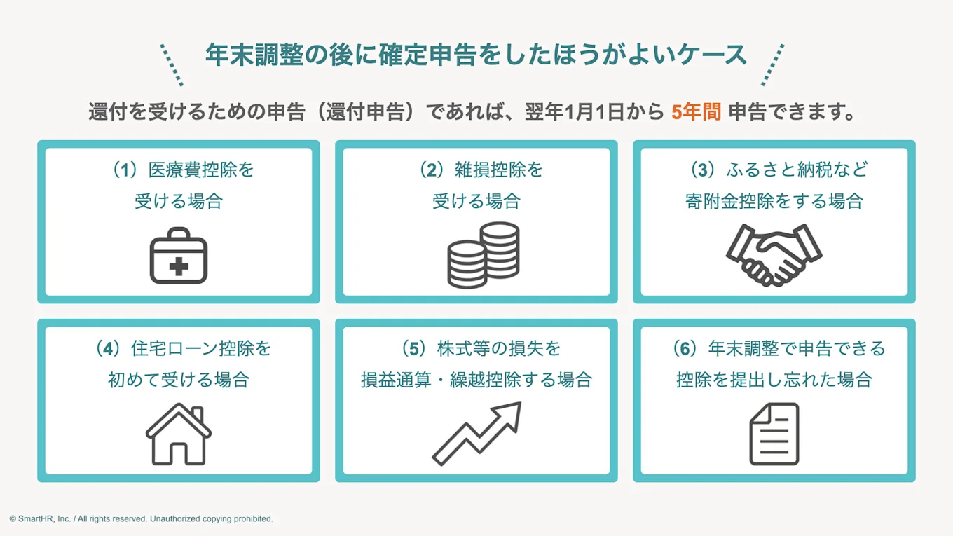 年末調整の後に確定申告をしたほうがよいケース
