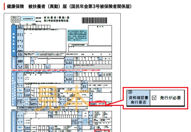 健康保険　被扶養者（異動）届（国民年金第3号被保険者関係届）