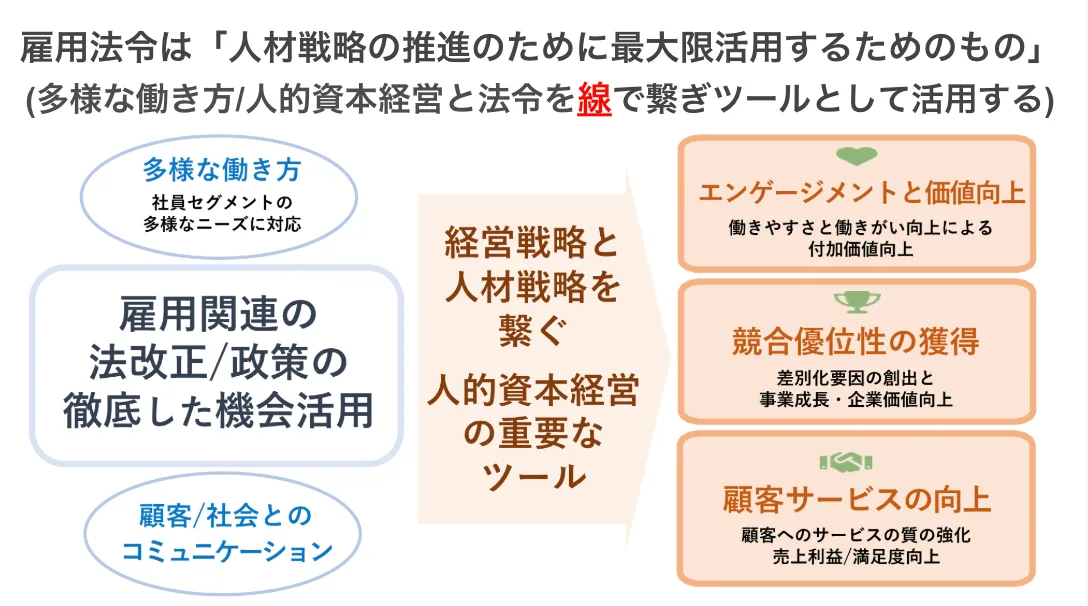人的資本経営における雇用法令の活用フロー図