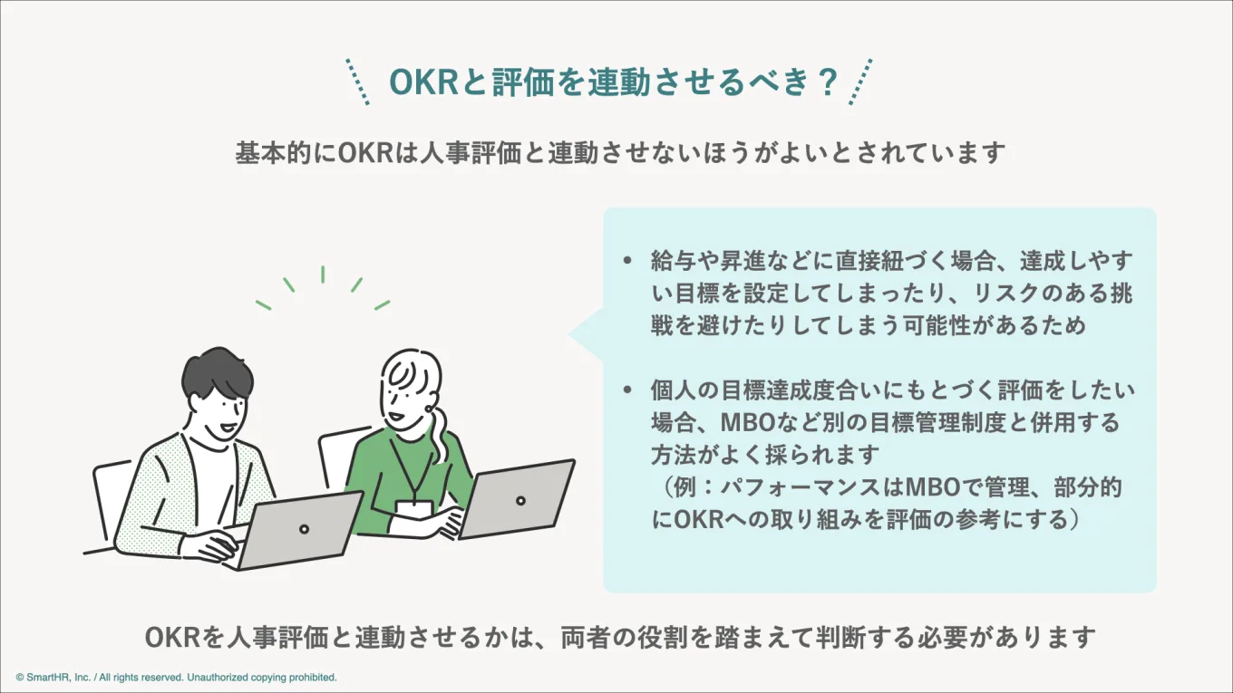 OKRと評価の連動について記述をまとめた図