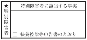 令和７年分給与所得者の基礎控除申告書兼給与所得者の配偶者控除等申告書兼給与所得者の特定親族特別控除申告書兼所得金額調整控除申告書「特別障害者欄」