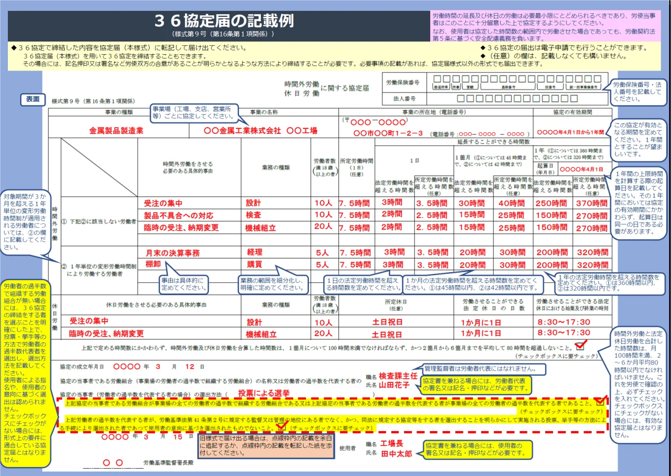 36協定届の記載例