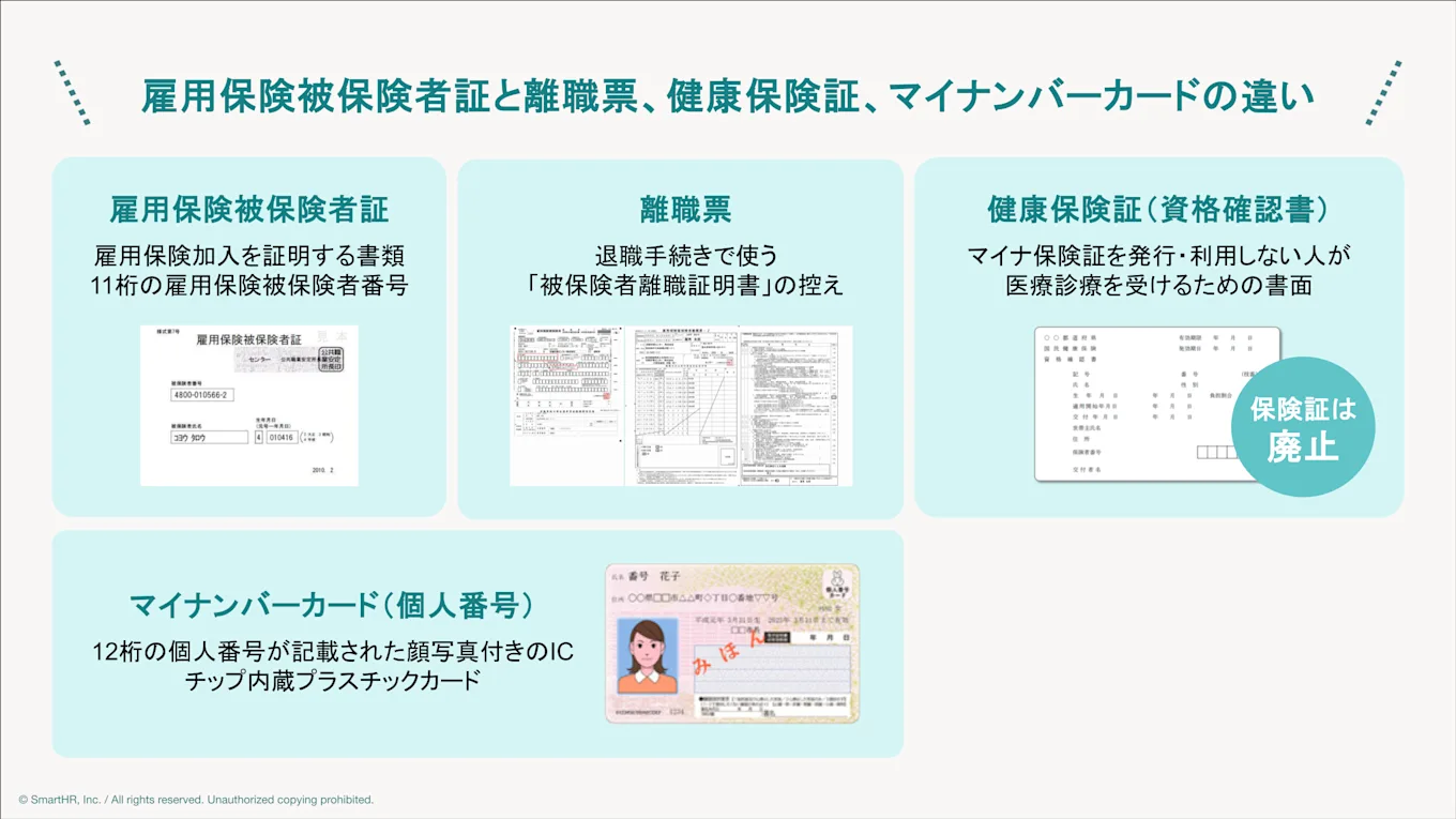雇用保険被保険者証と間違われやすい書類