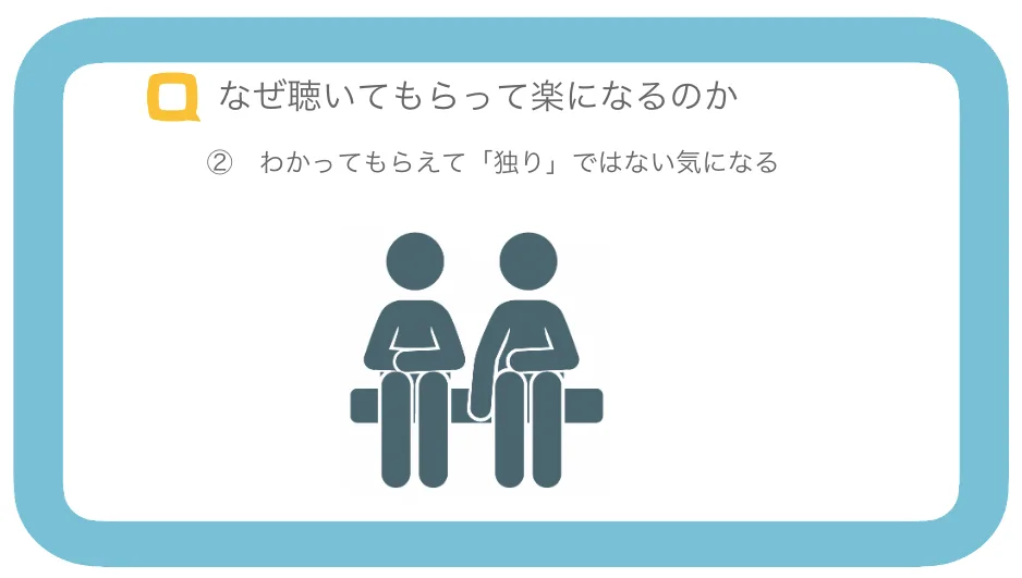 聴いてもらうことで楽になる理由「わかってもらえることで独りではない気になれる」