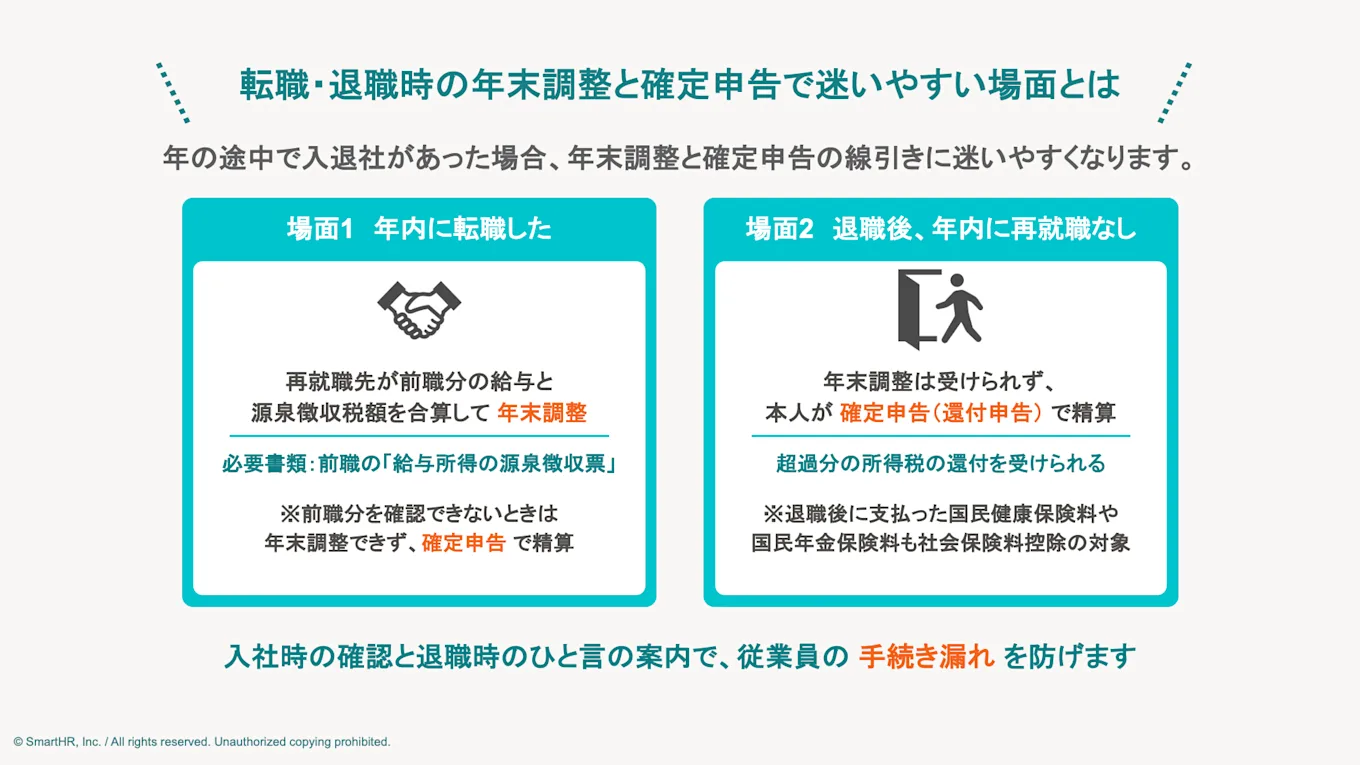 転職・退職時の年末調整と確定申告で迷いやすい場面とは
