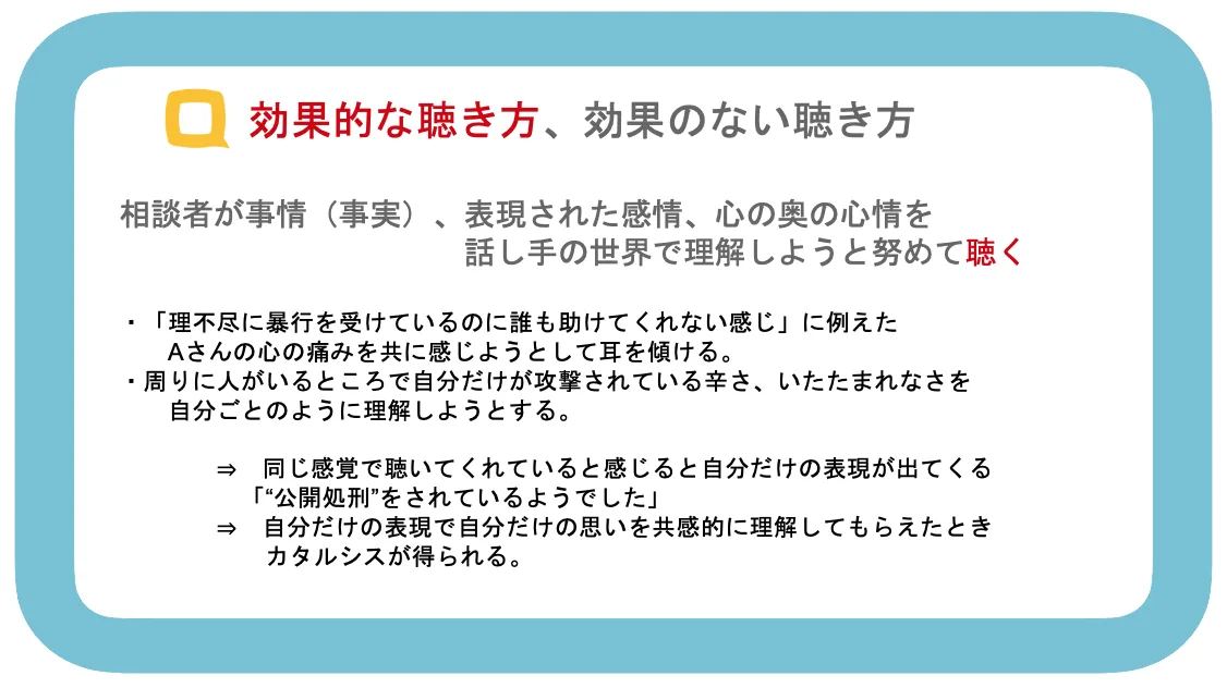 効果的な聴き方、効果のない聴き方