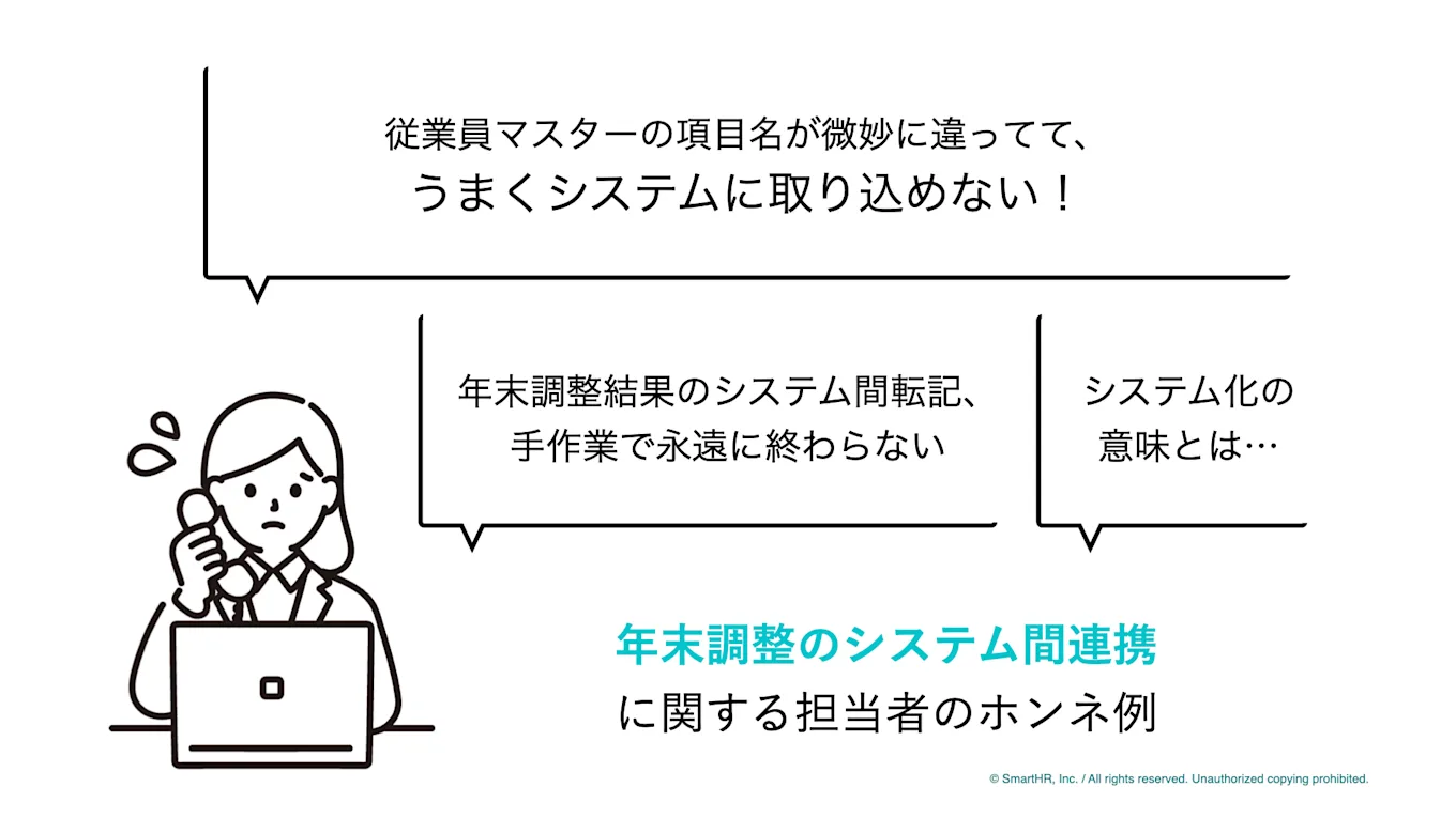 年末調整のシステム間連携に関する、担当者のホンネ例