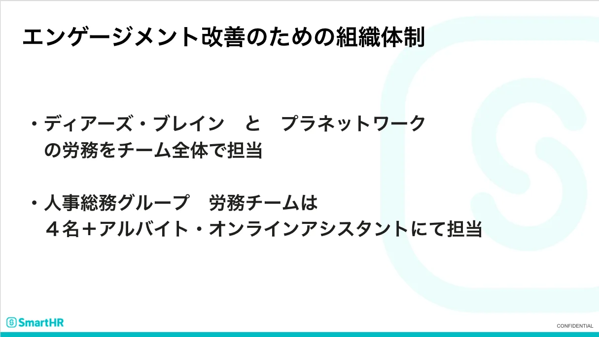 エンゲージメント改善のための組織体制