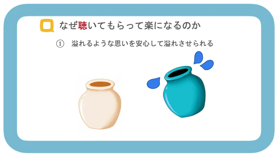 聴いてもらうことで楽になる理由「安心して思いをあふれさせられる」