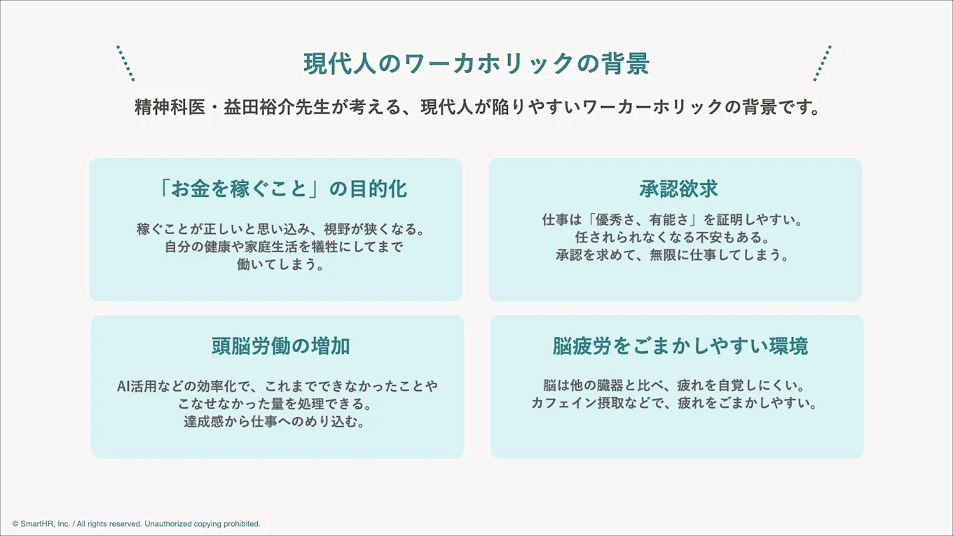 現代人のワーカホリックの背景の図説
