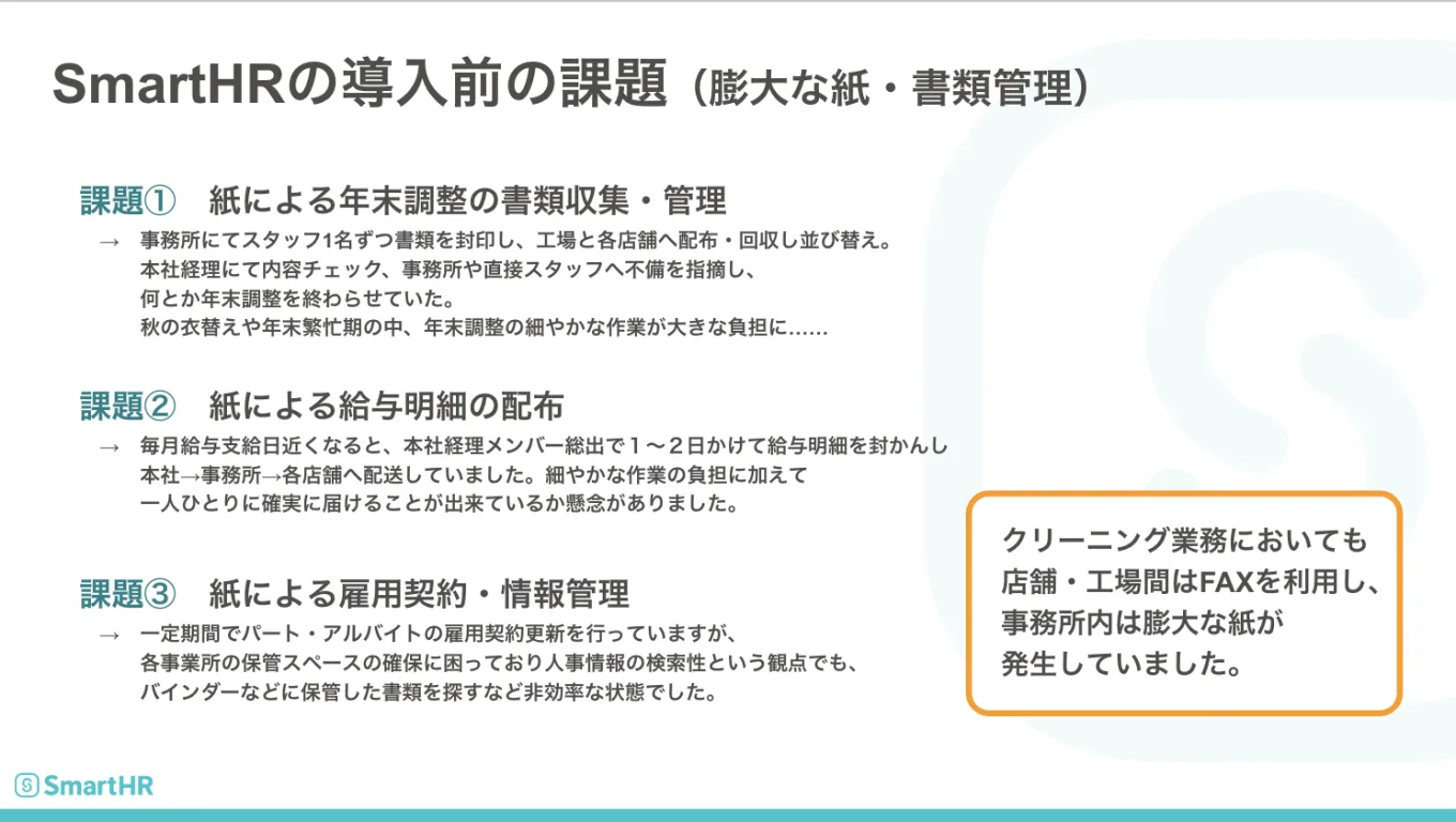 SmartHRの導入前の課題