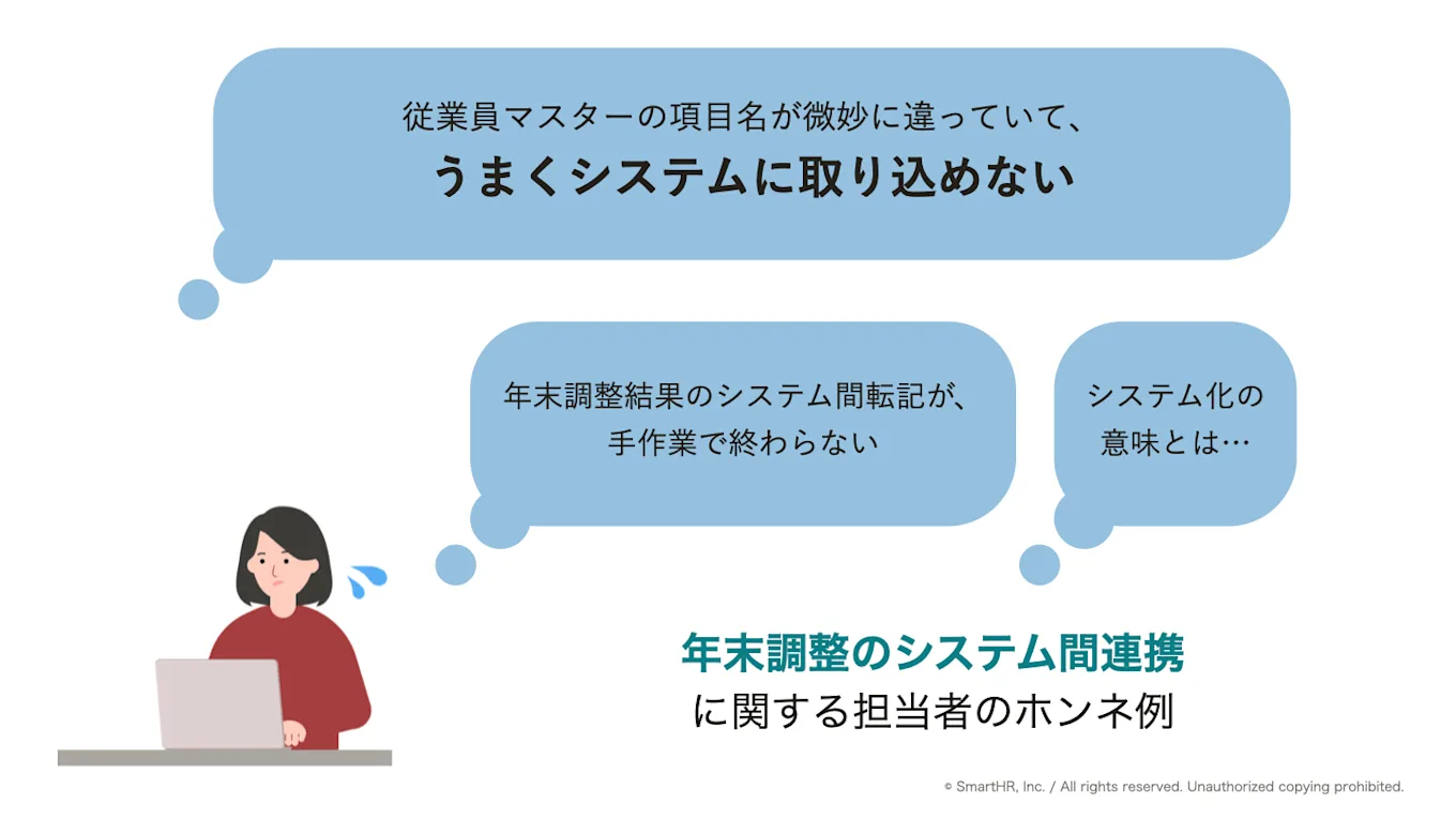 年末調整のシステム間連携に関する、担当者のホンネ例