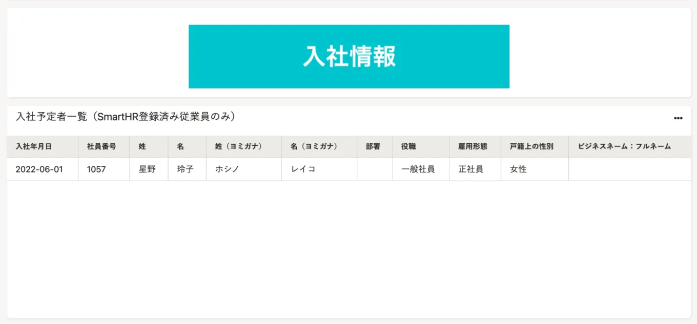 「入社予定者一覧」の表