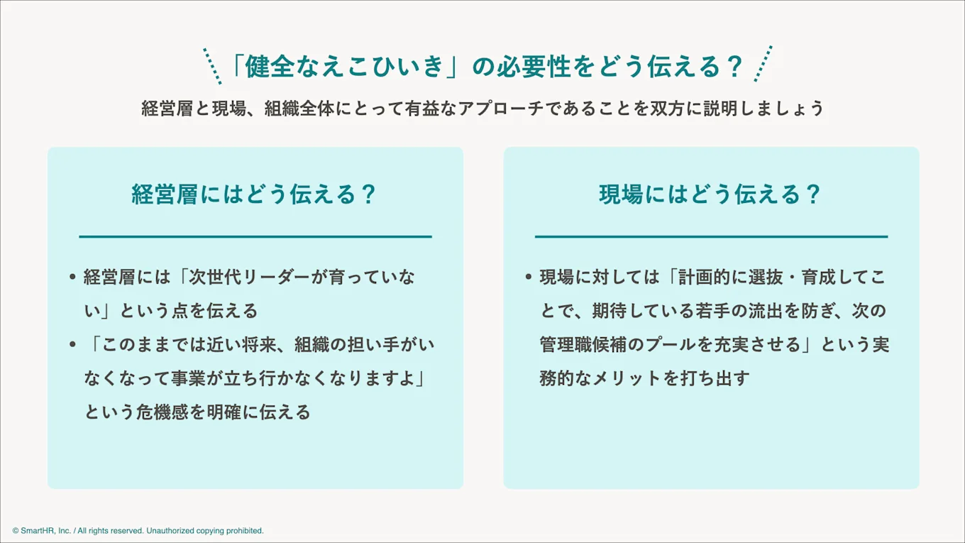 「健全なえこひいき」の必要性の伝え方を本文の内容についてまとめた図