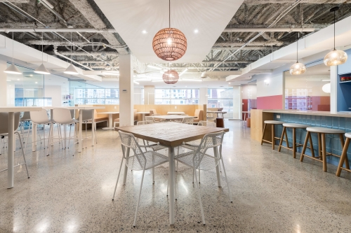 Full view of Juno's new downtown Toronto campus lunch room.