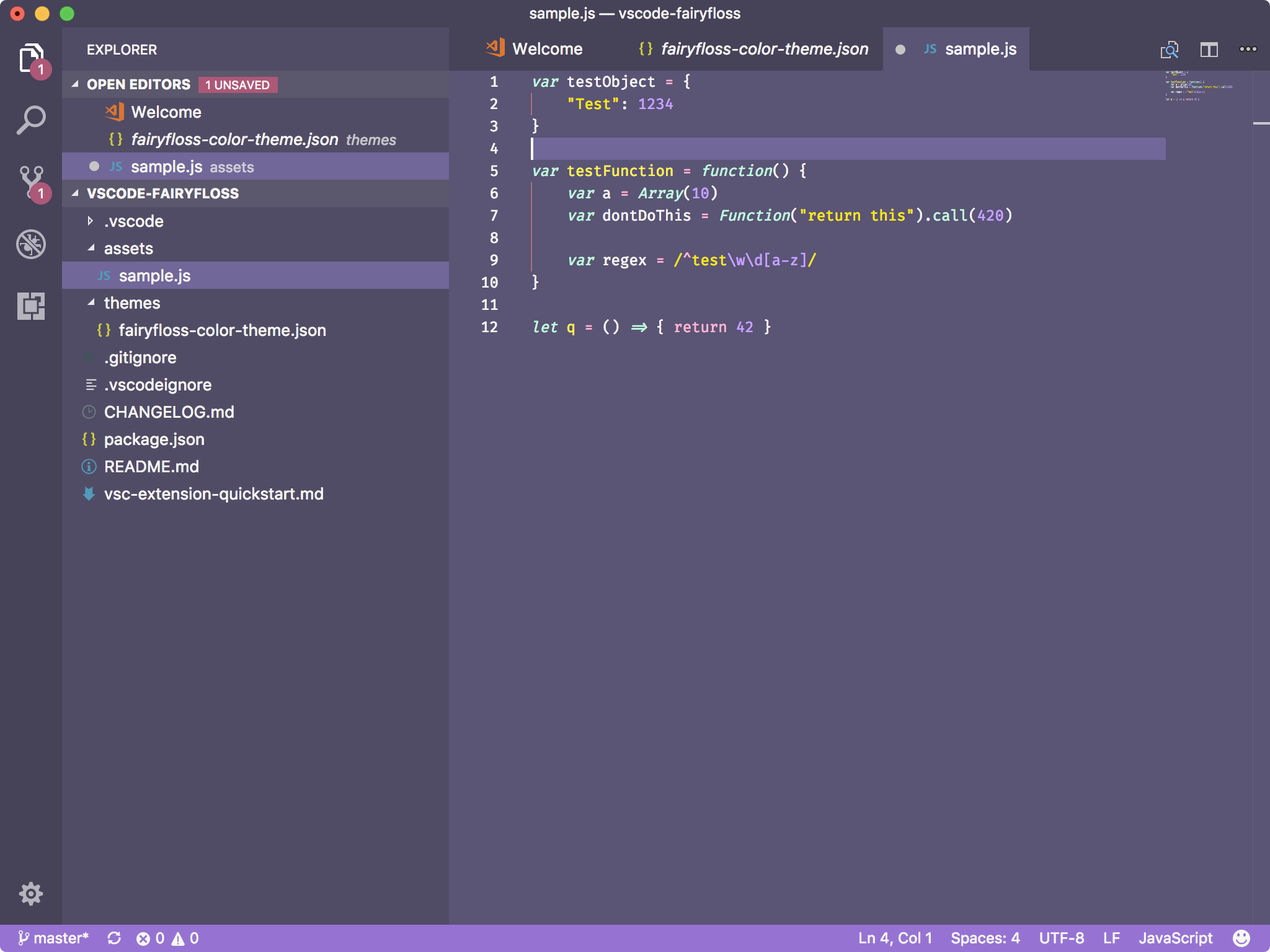 Fairyfloss VS Code theme