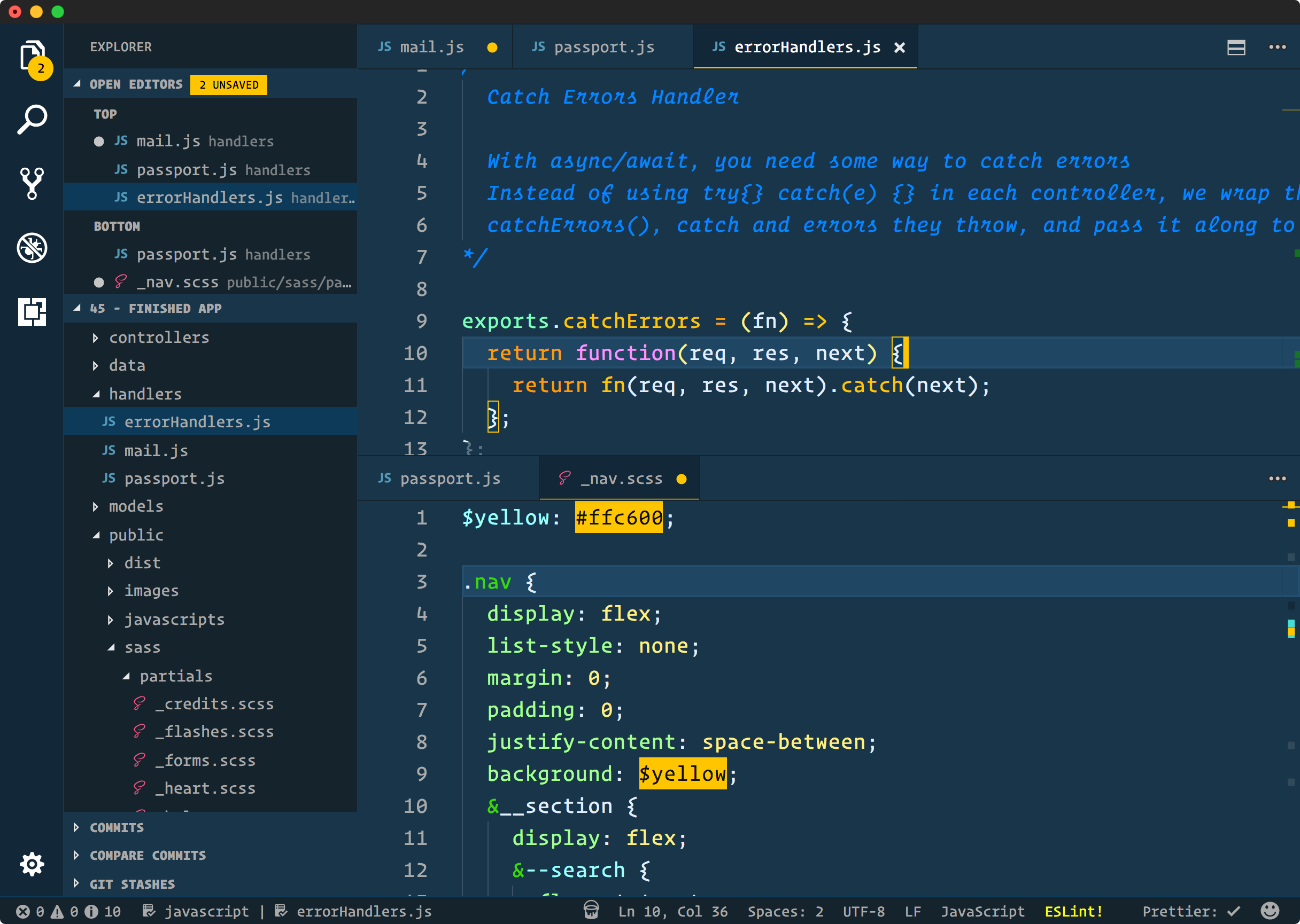 Cobalt2 VS Code theme