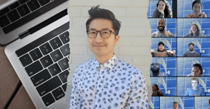 Photo and Zoom screenshot of Charles Li, Coding Bootcamp Alum at Juno College of Technology