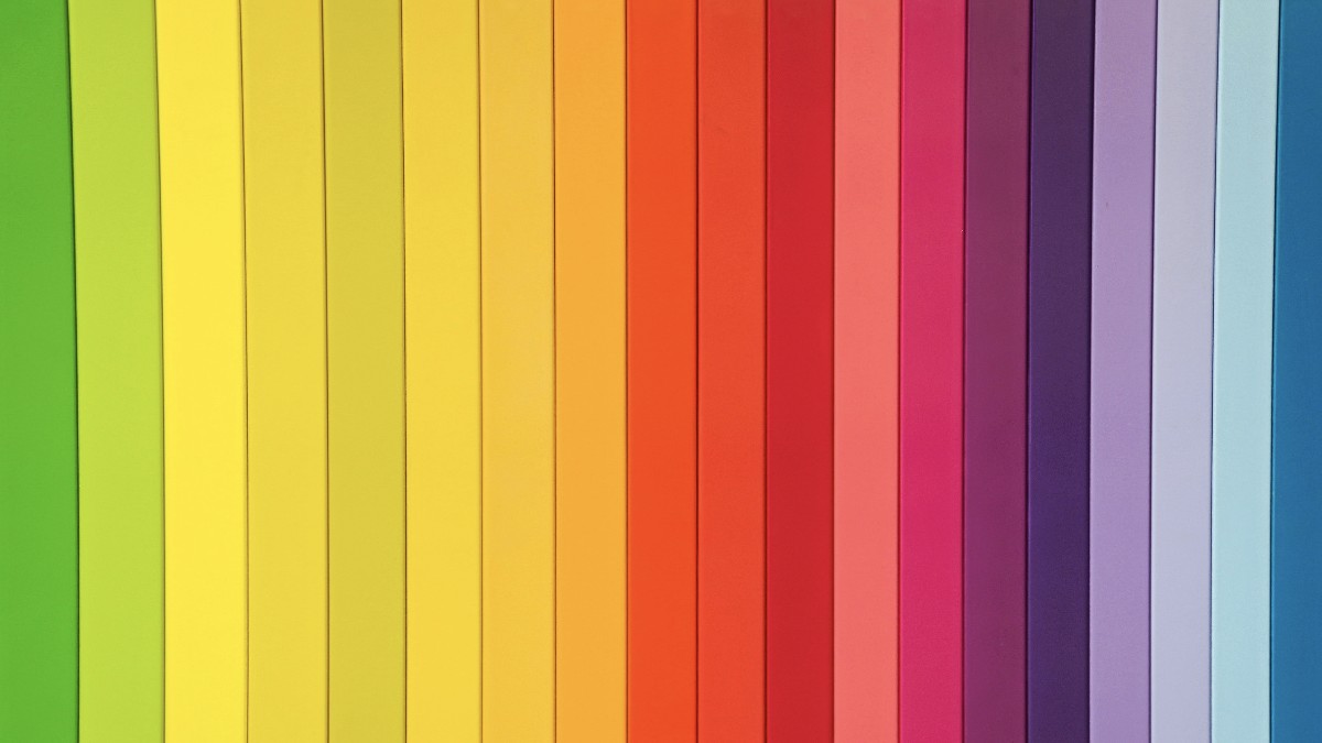 Colourful bars laid out vertically to create a rainbow gradient