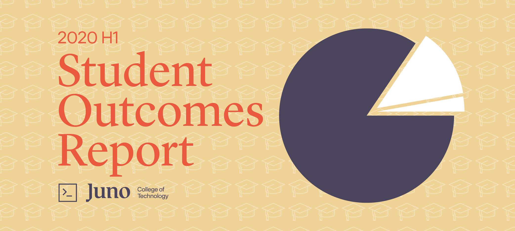 Pie graph next to text that says 2020 H1 Student Outcomes Report 